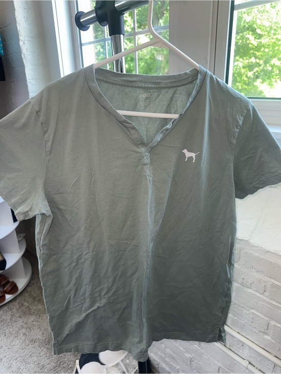 PINK Victoria's Secret Tops - PINK Victoria's Secret Short Sleeve V-Neck Tee in Sage Green